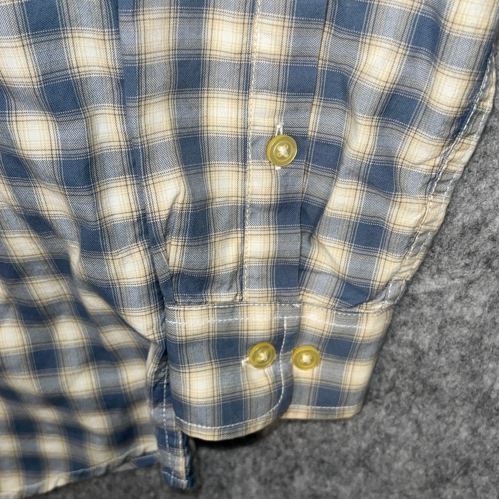Orvis Classic Fit Men's Blue Cream Plaid Cotton Lyocell Button Down Shirt Size M - Picture 7 of 9